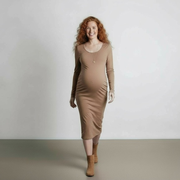 NWT Maternity Chocolate brown Minimalist dress by Pretty Little Thing. Size 8 - Picture 1 of 5